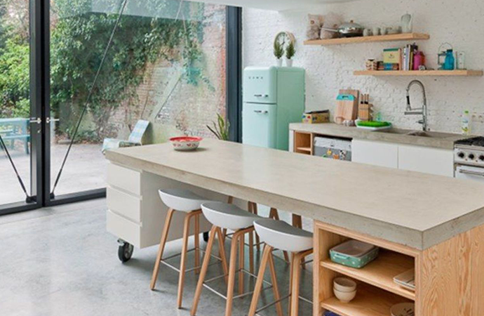 Descubrà la construcción en seco y reformá tu cocina sin hacer ... Mesada de madera tipo barra